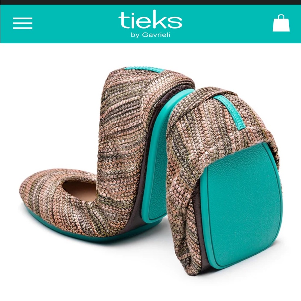 Brown Shimmer “Mojave” Foldable Tieks with Vibrant Sole